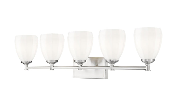 Oren Five Light Vanity in Brushed Nickel - available from The Lighting Shoppe, trusted by Canadian homeowners