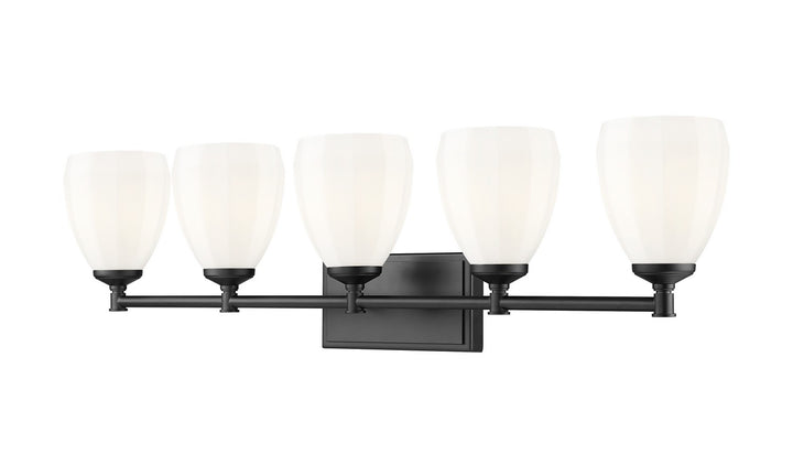 Oren Five Light Vanity in Matte Black - available from The Lighting Shoppe, trusted by Canadian homeowners