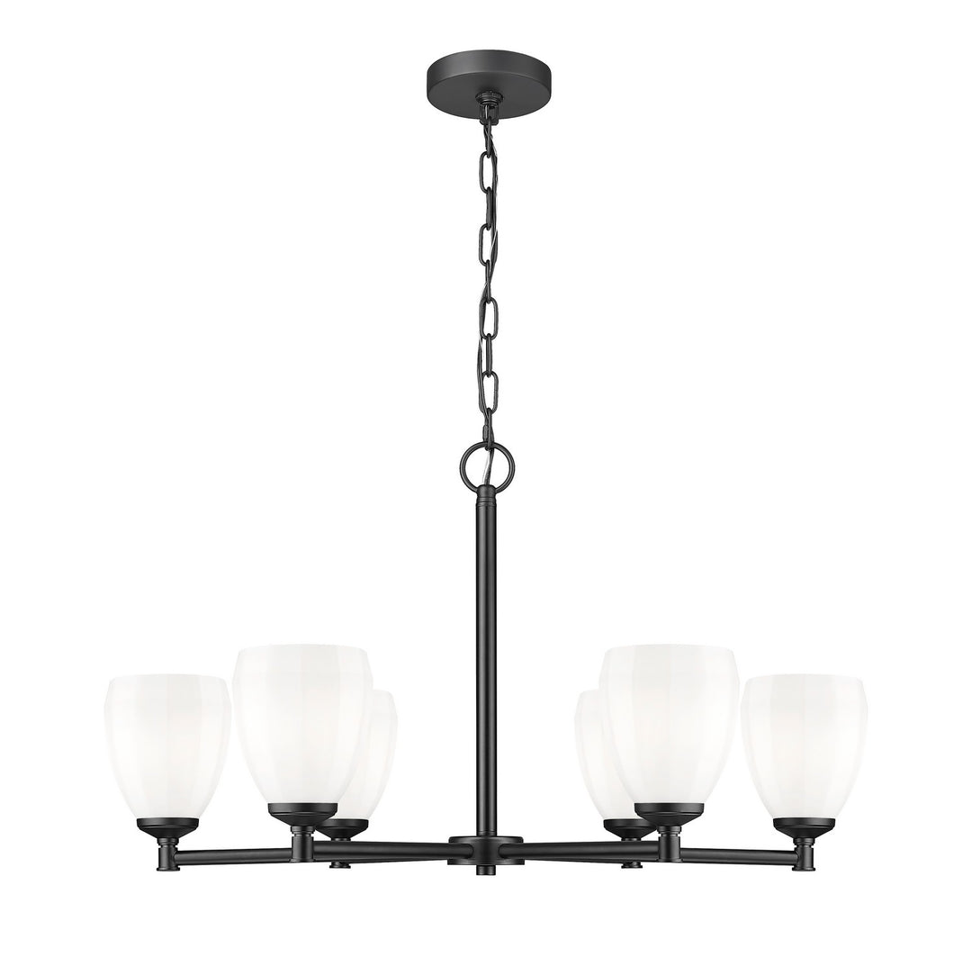 Oren Six Light Chandelier in Matte Black - available from The Lighting Shoppe, trusted by Canadian homeowners