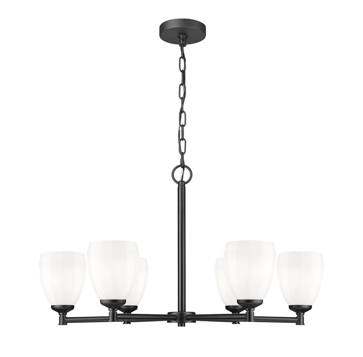 Oren Six Light Chandelier in Matte Black - available from The Lighting Shoppe, trusted by Canadian homeowners