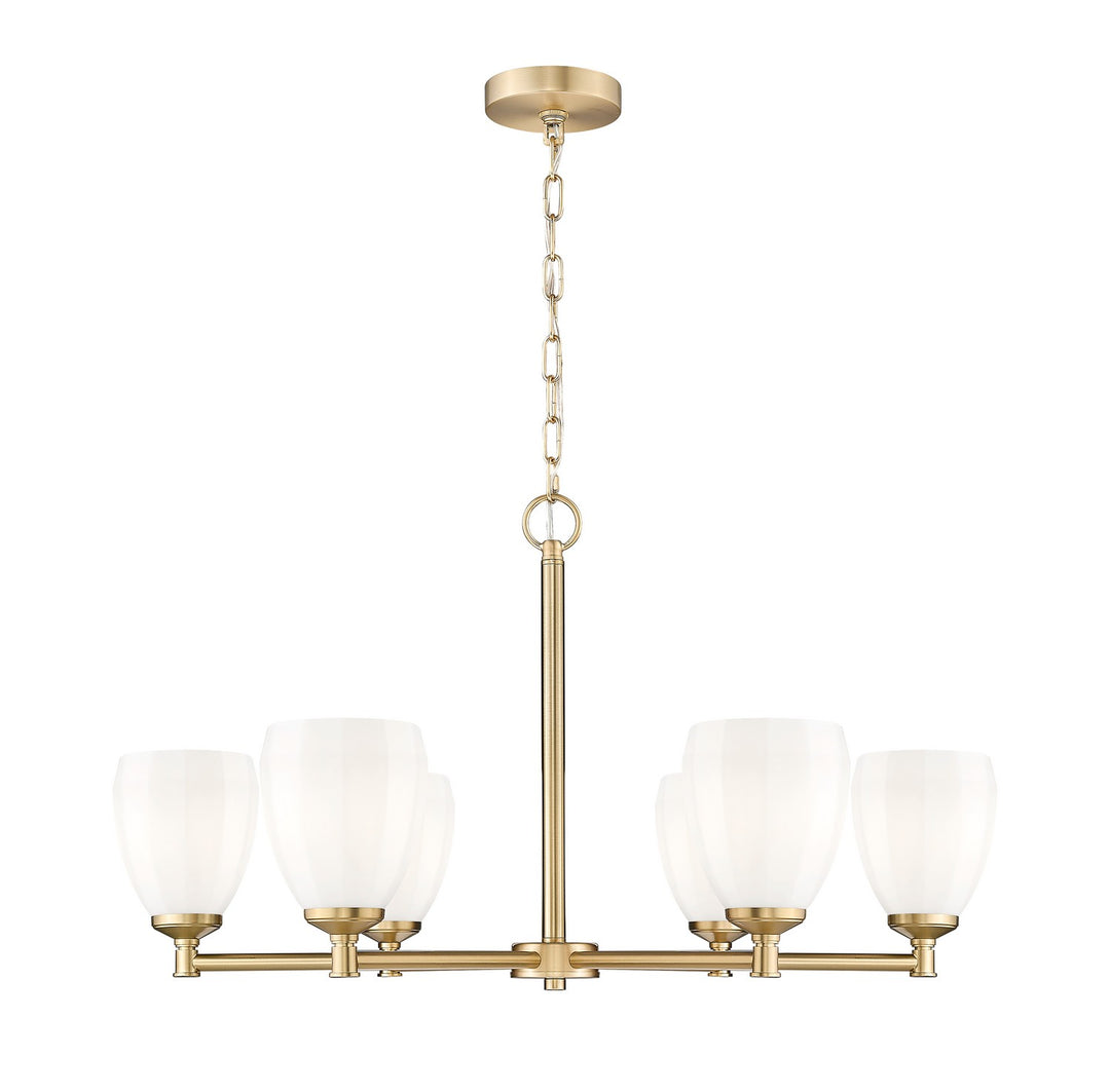 Oren Six Light Chandelier in Modern Gold - available from The Lighting Shoppe, trusted by Canadian homeowners
