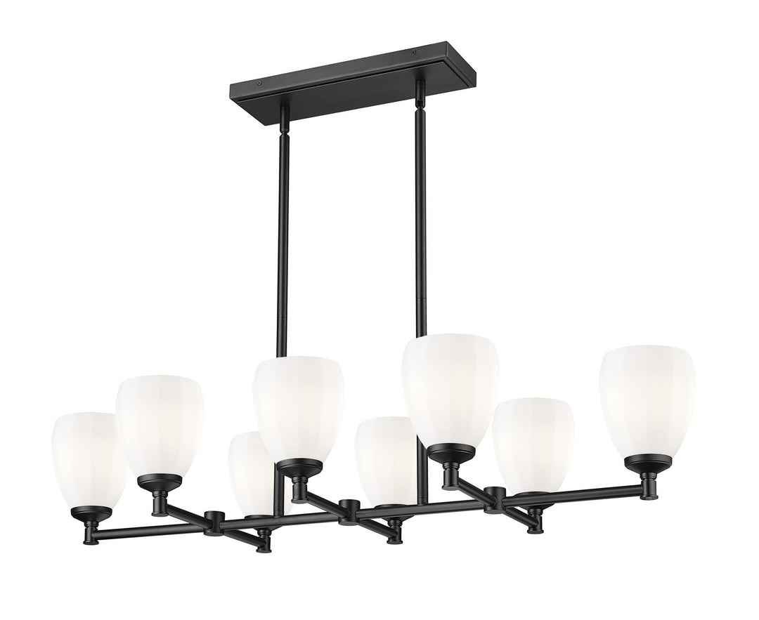Oren Eight Light Linear Chandelier in Matte Black - available from The Lighting Shoppe, trusted by Canadian homeowners