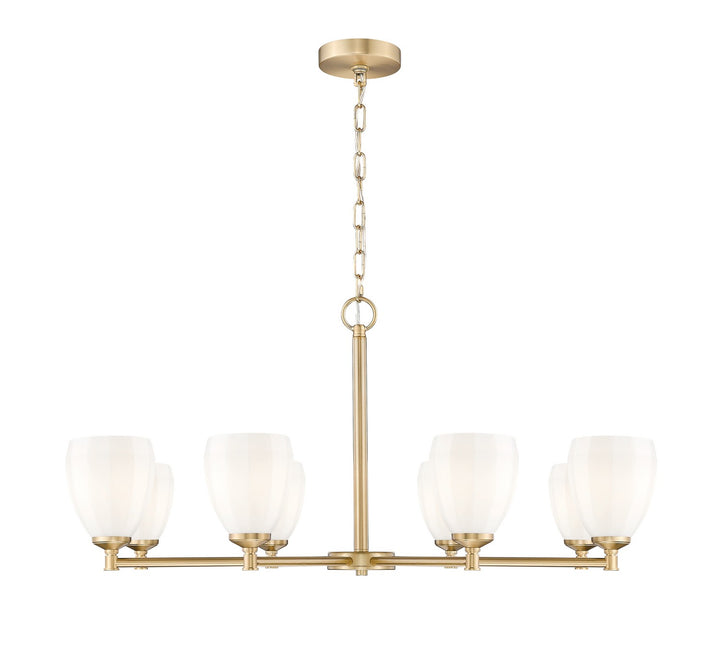 Oren Eight Light Chandelier in Modern Gold - available from The Lighting Shoppe, trusted by Canadian homeowners