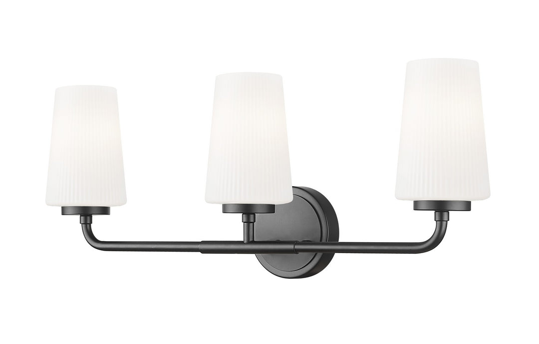 Montford Three Light Vanity in Matte Black - available from The Lighting Shoppe, trusted by Canadian homeowners