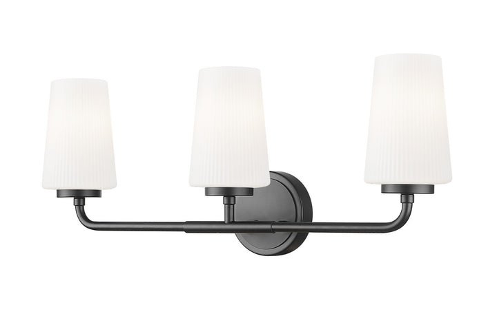 Montford Three Light Vanity in Matte Black - available from The Lighting Shoppe, trusted by Canadian homeowners