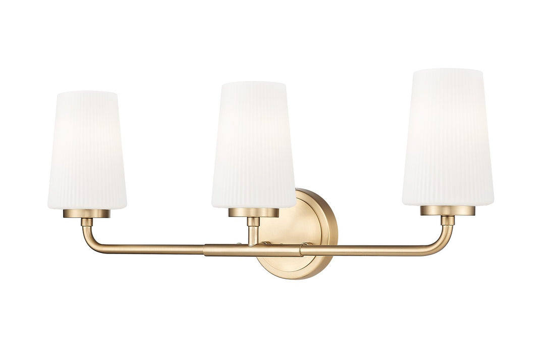 Montford Three Light Vanity in Modern Gold - available from The Lighting Shoppe, trusted by Canadian homeowners