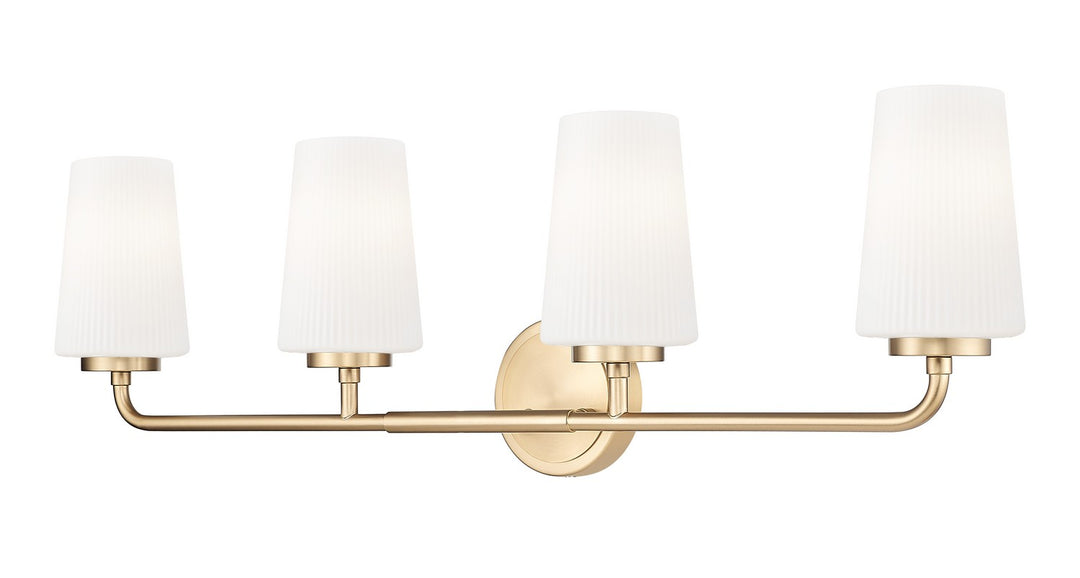 Montford Four Light Vanity in Modern Gold - available from The Lighting Shoppe, trusted by Canadian homeowners