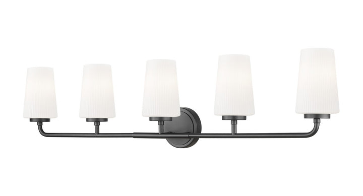 Montford Five Light Vanity in Matte Black - available from The Lighting Shoppe, trusted by Canadian homeowners