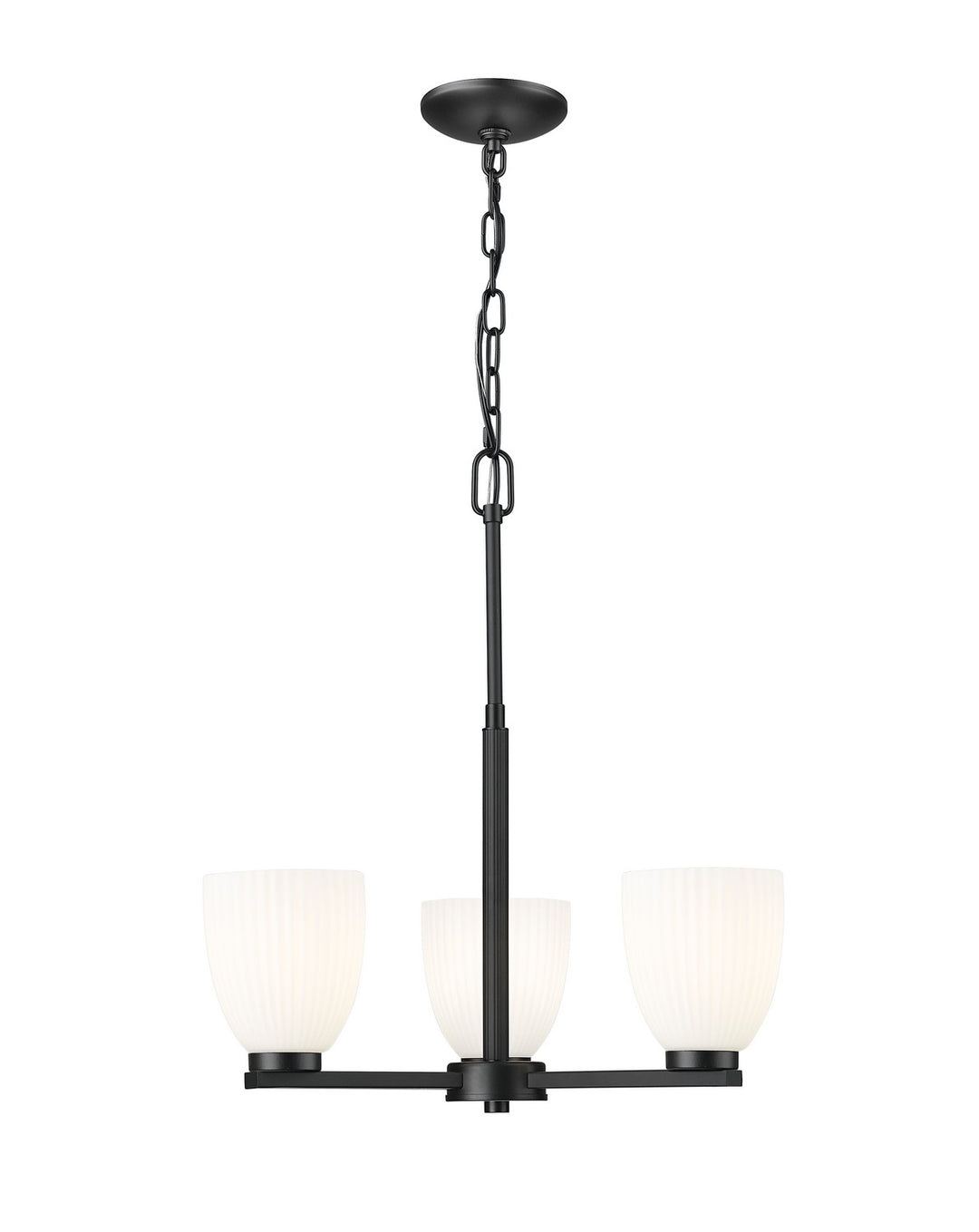 Naya Three Light Chandelier in Matte Black - available from The Lighting Shoppe, trusted by Canadian homeowners