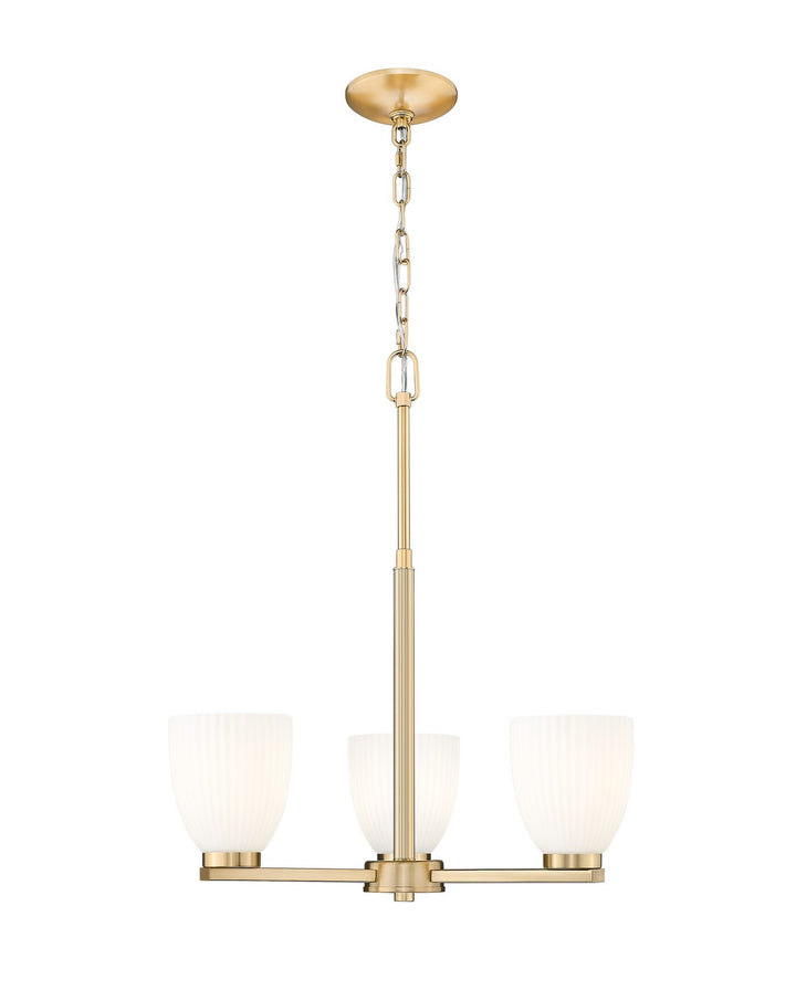 Naya Three Light Chandelier in Modern Gold - available from The Lighting Shoppe, trusted by Canadian homeowners