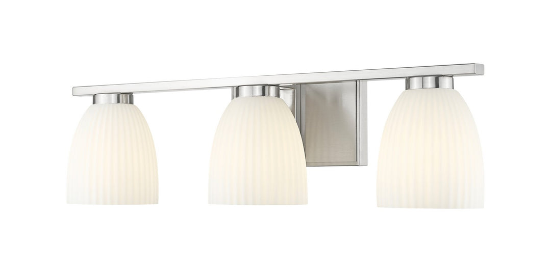 Naya Three Light Vanity in Brushed Nickel - available from The Lighting Shoppe, trusted by Canadian homeowners