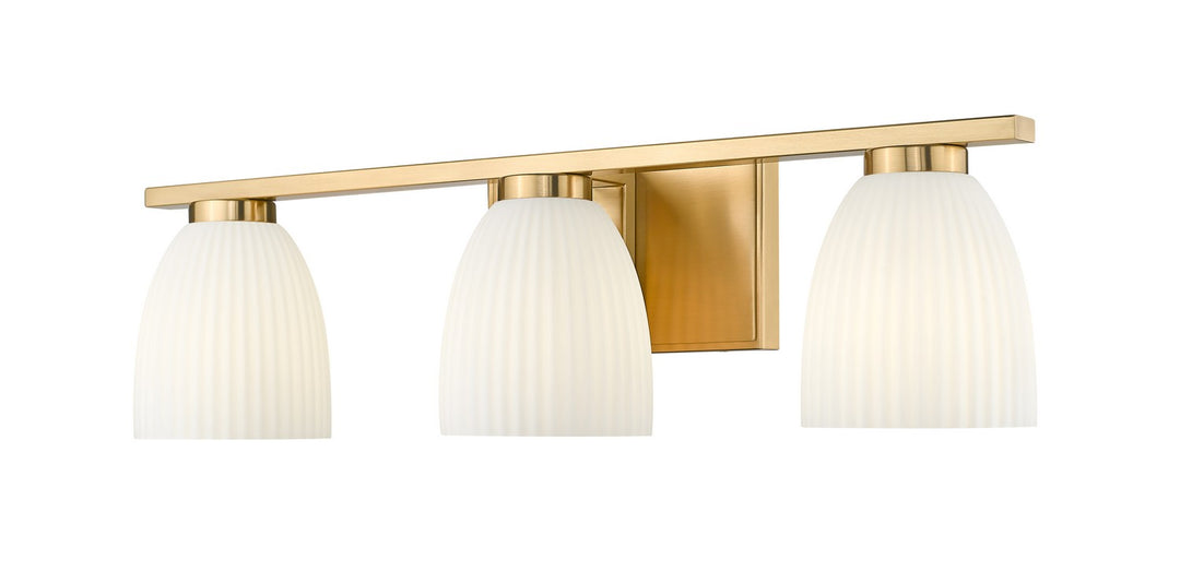 Naya Three Light Vanity in Modern Gold - available from The Lighting Shoppe, trusted by Canadian homeowners