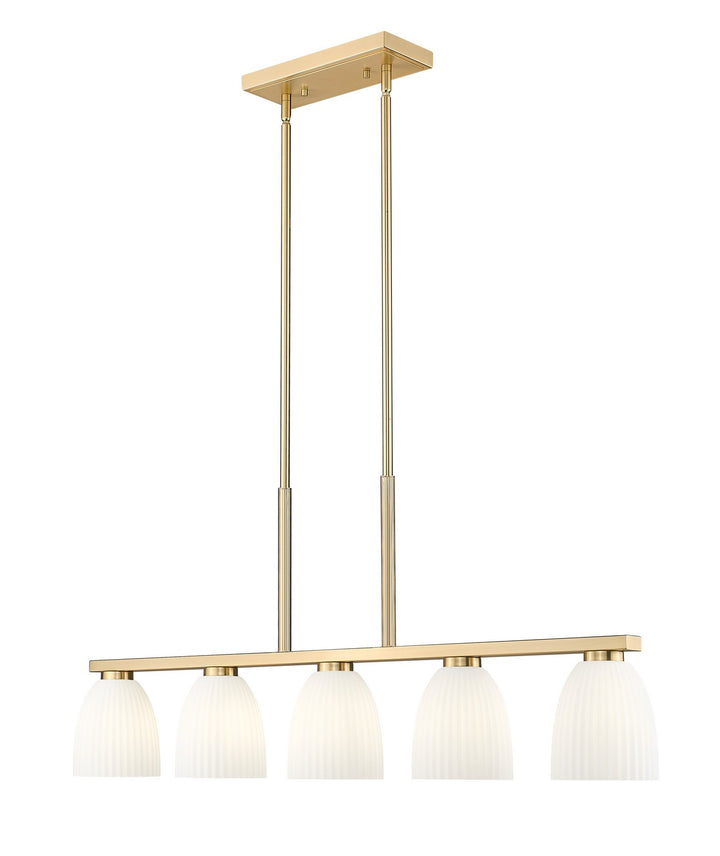 Naya Five Light Linear Chandelier in Modern Gold - available from The Lighting Shoppe, trusted by Canadian homeowners