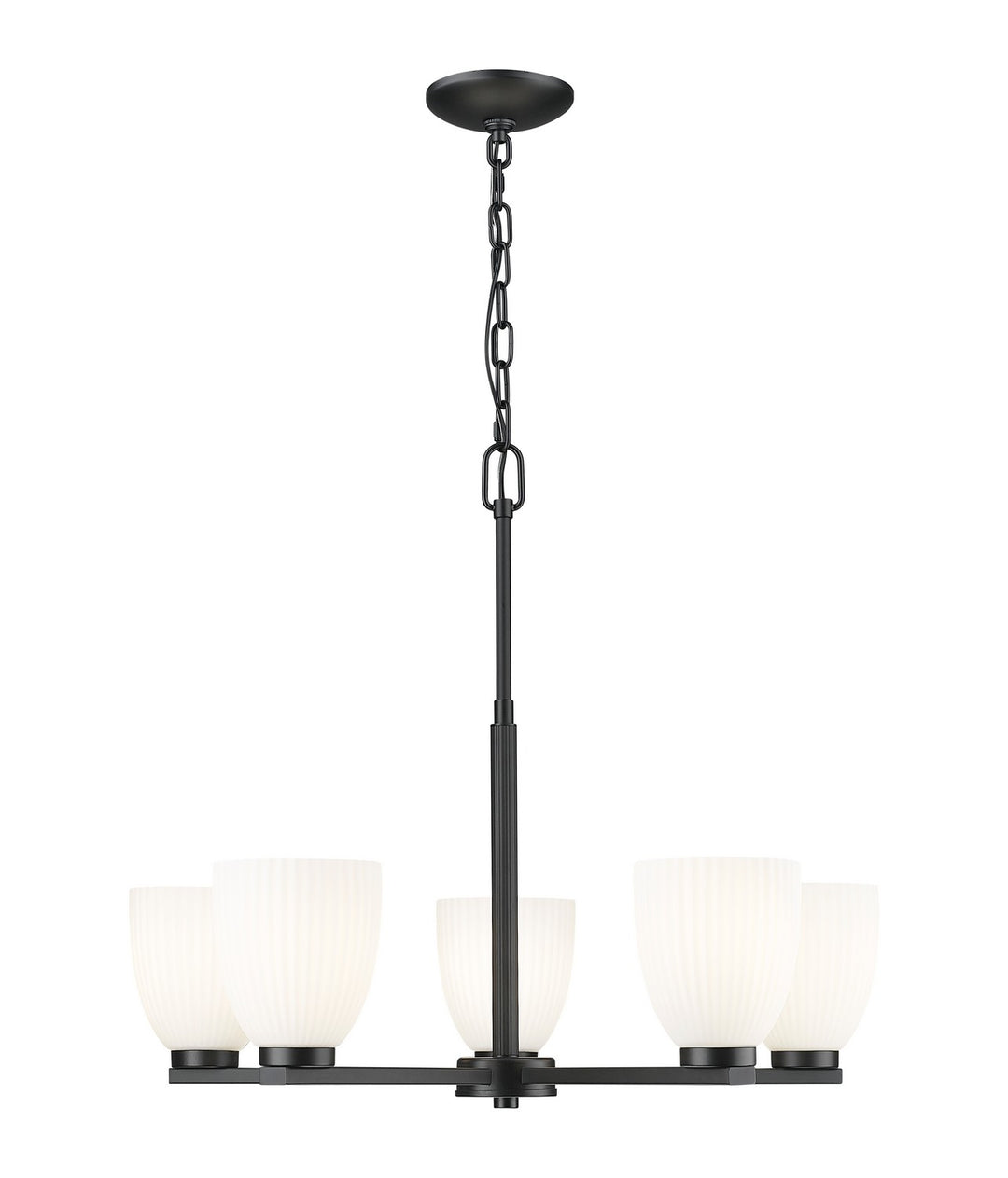 Naya Five Light Chandelier in Matte Black - available from The Lighting Shoppe, trusted by Canadian homeowners