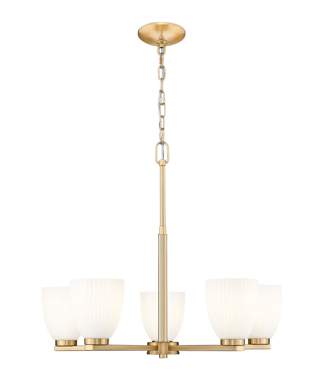 Naya Five Light Chandelier in Modern Gold - available from The Lighting Shoppe, trusted by Canadian homeowners