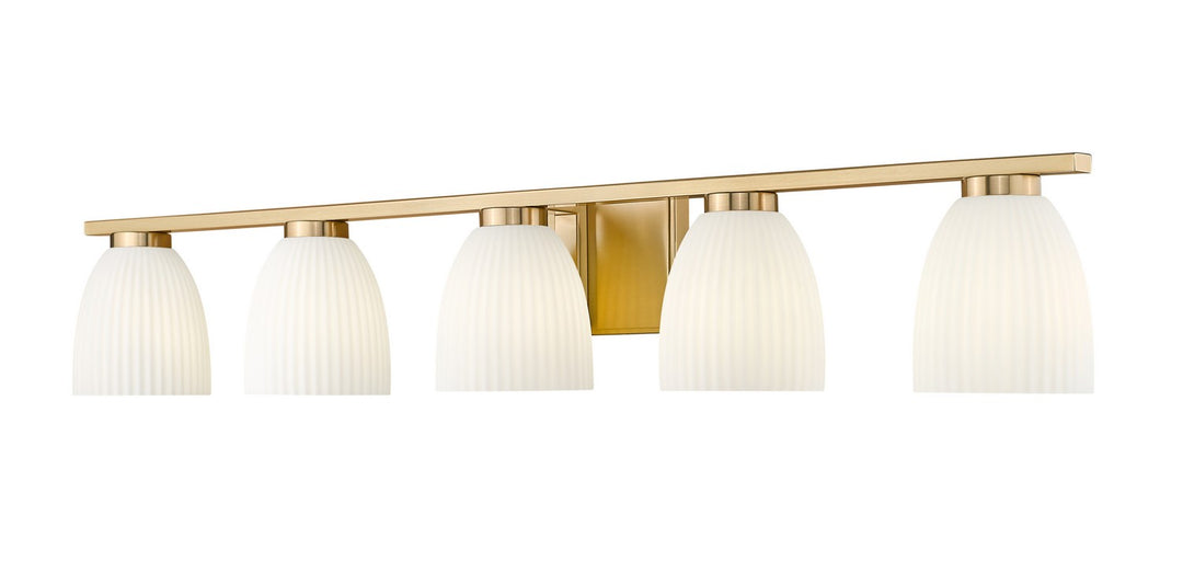 Naya Five Light Vanity in Modern Gold - available from The Lighting Shoppe, trusted by Canadian homeowners