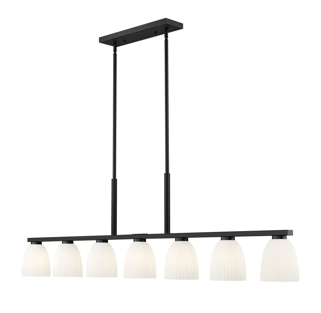 Naya Seven Light Linear Chandelier in Matte Black - available from The Lighting Shoppe, trusted by Canadian homeowners
