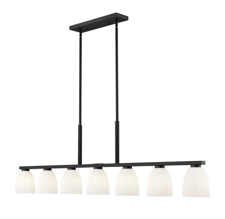 Naya Seven Light Linear Chandelier in Matte Black - available from The Lighting Shoppe, trusted by Canadian homeowners