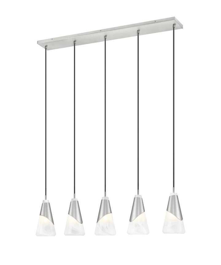 Aimie Five Light Linear Chandelier in Brushed Nickel - available from The Lighting Shoppe, trusted by Canadian homeowners