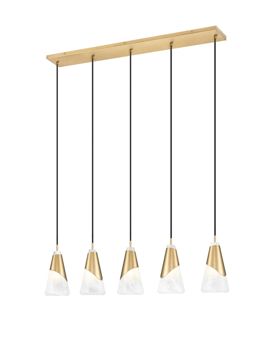 Aimie Five Light Linear Chandelier in Modern Gold - available from The Lighting Shoppe, trusted by Canadian homeowners