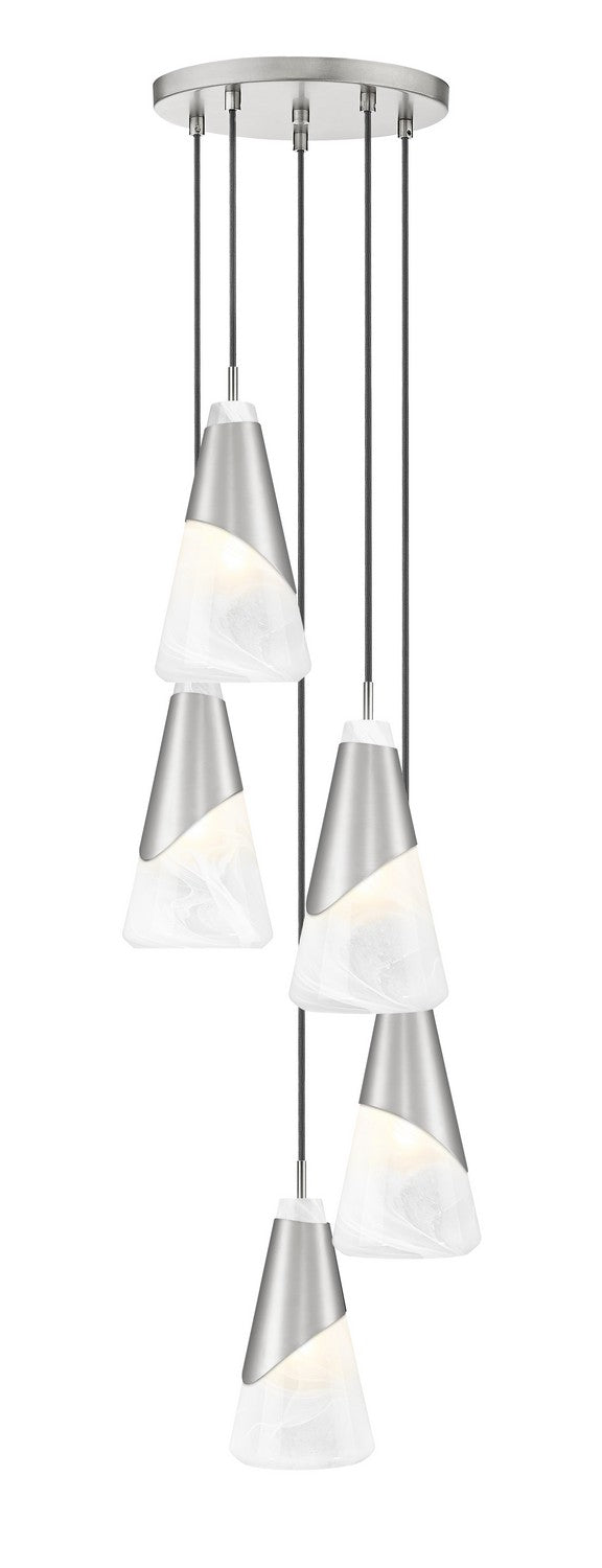 Aimie Five Light Chandelier in Brushed Nickel - available from The Lighting Shoppe, trusted by Canadian homeowners