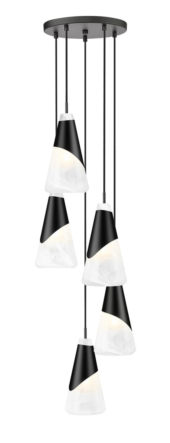 Aimie Five Light Chandelier in Matte Black - available from The Lighting Shoppe, trusted by Canadian homeowners