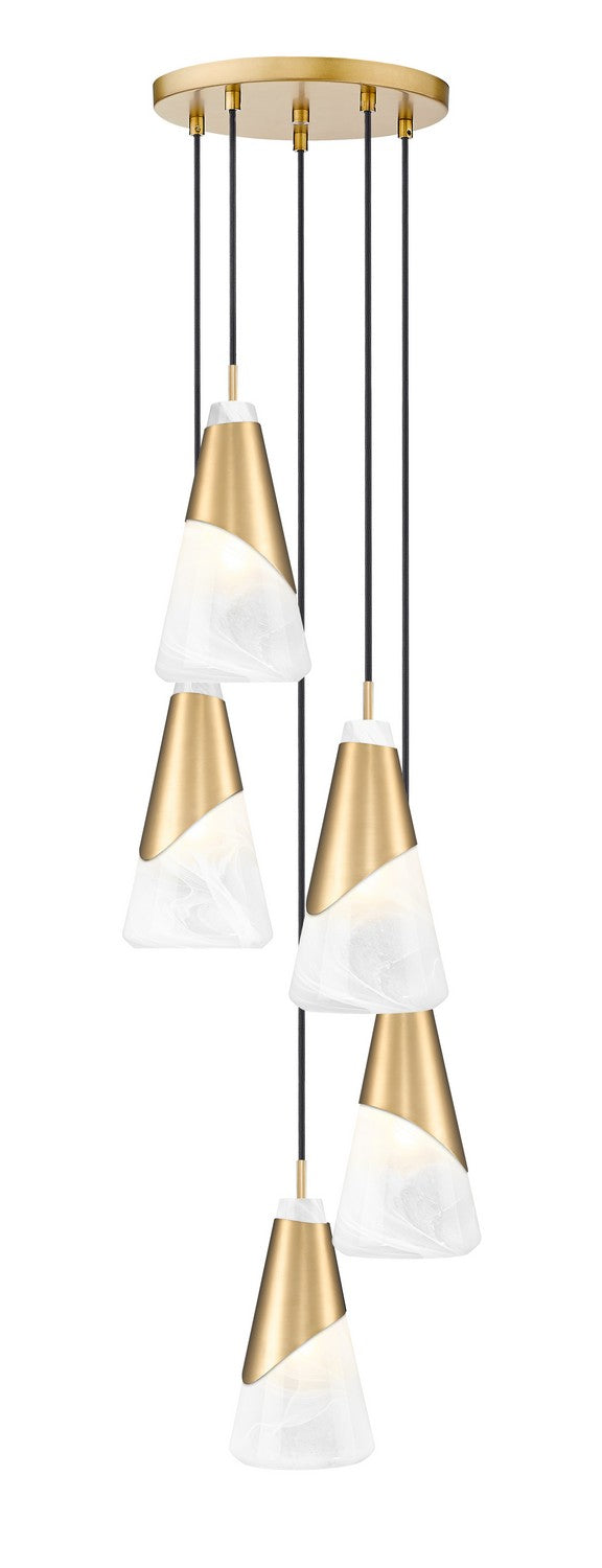 Aimie Five Light Chandelier in Modern Gold - available from The Lighting Shoppe, trusted by Canadian homeowners