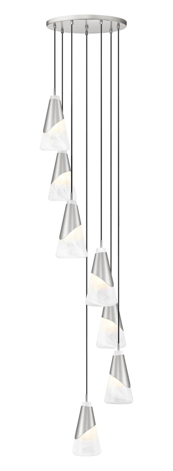 Aimie Seven Light Chandelier in Brushed Nickel - available from The Lighting Shoppe, trusted by Canadian homeowners