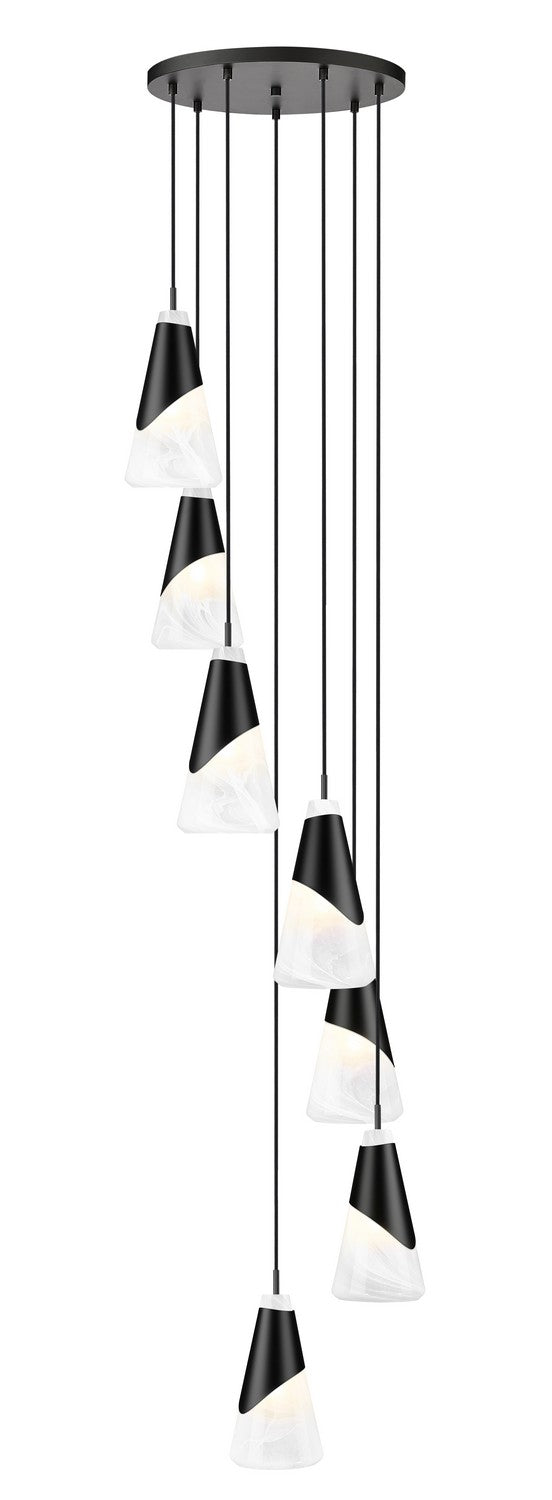 Aimie Seven Light Chandelier in Matte Black - available from The Lighting Shoppe, trusted by Canadian homeowners