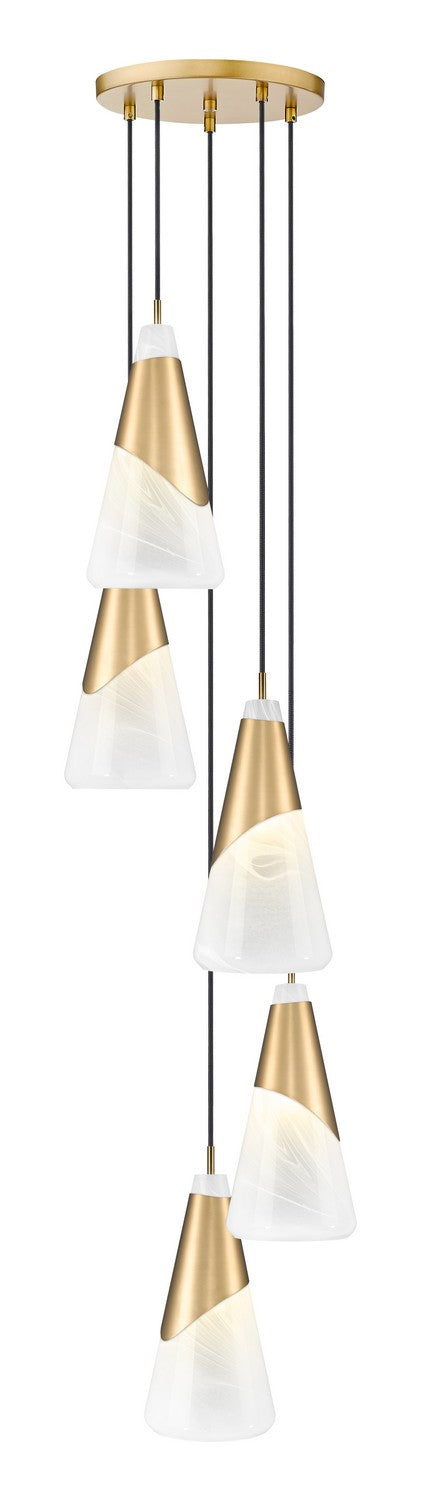 Aimie Five Light Chandelier in Modern Gold - available from The Lighting Shoppe, trusted by Canadian homeowners