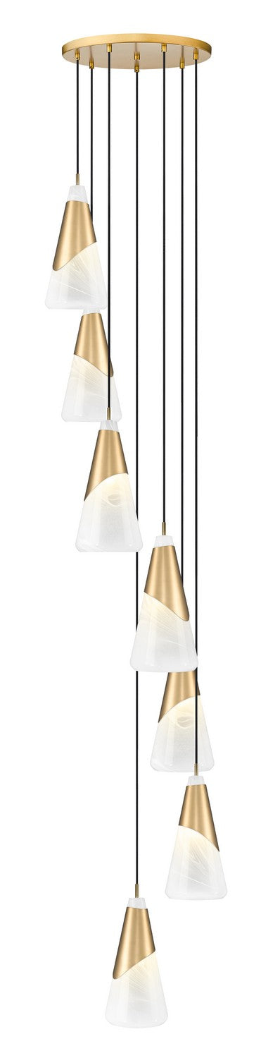 Aimie Seven Light Chandelier in Modern Gold - available from The Lighting Shoppe, trusted by Canadian homeowners