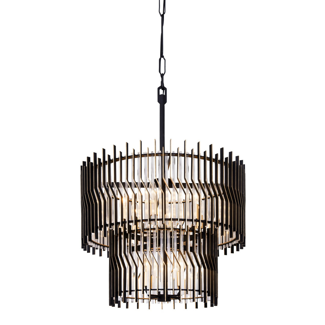 Varaluz - 393C10MBFG - Ten Light Chandelier - Park Row - Matte Black/French Gold