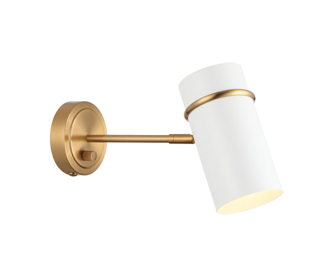 Matteo Canada - S17711AGWH - One Light Wall Sconce - Cilindro - Aged Gold Brass & White