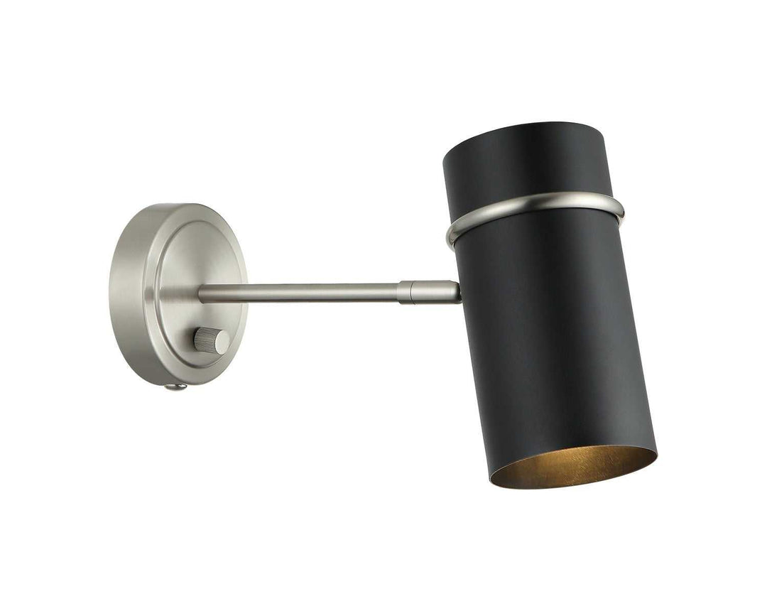 Matteo Canada - S17711BNMB - One Light Wall Sconce - Cilindro - Brushed Nickel & Matte Black