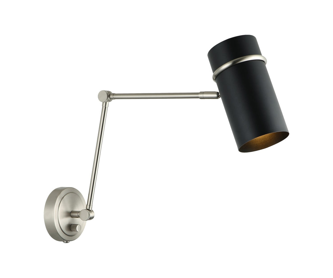 Matteo Canada - S17721BNMB - One Light Wall Sconce - Cilindro - Brushed Nickel & Matte Black