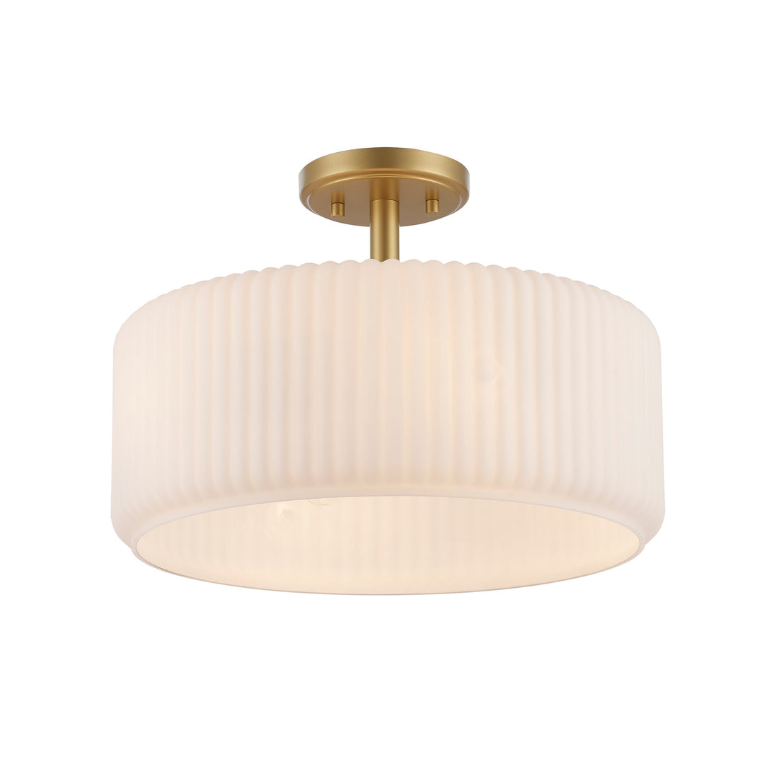 Quartz Quarters Ribbed Glass Semi-Flush Mount Trans Globe Imports
