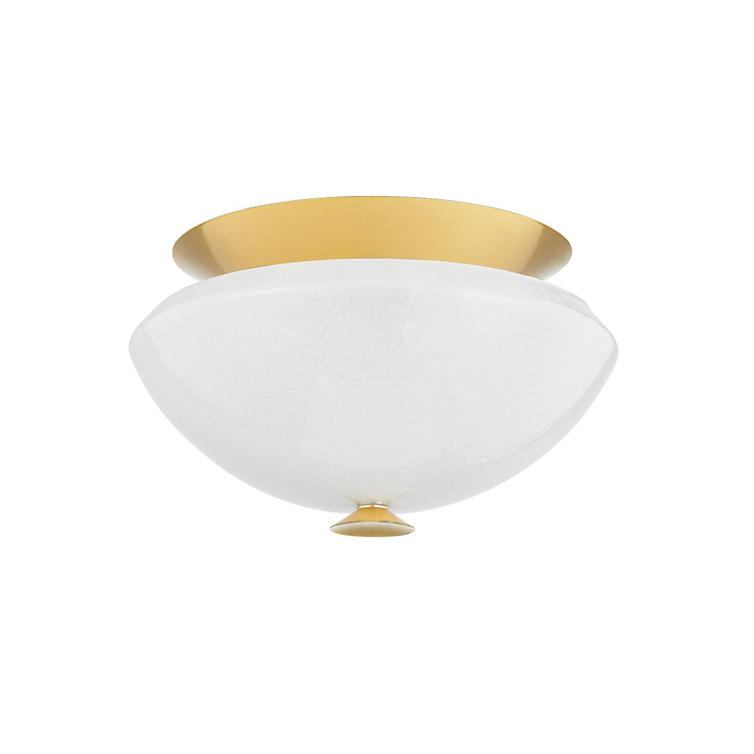 Pawtucket Two Light Flush Mount in Aged Brass/Soft White - available from The Lighting Shoppe, trusted by Canadian homeowners
