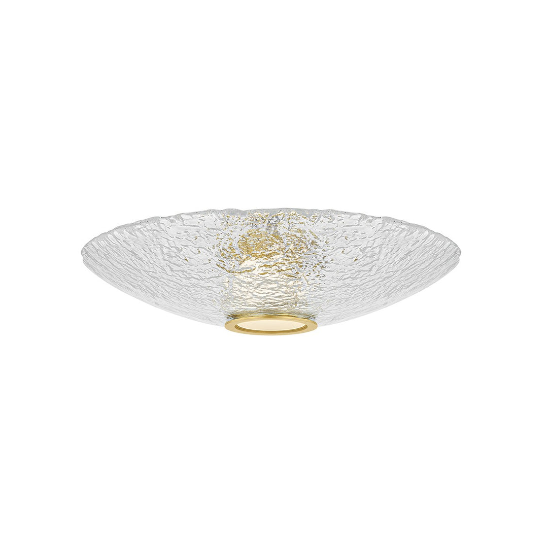 New Haven LED Flush Mount in Aged Brass - available from The Lighting Shoppe, trusted by Canadian homeowners