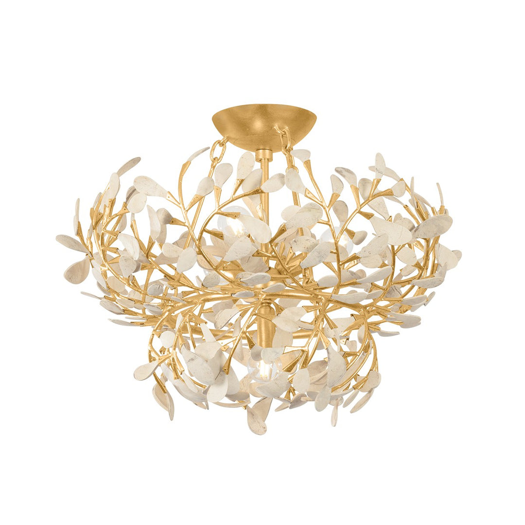 Maybrook Four Light Semi Flush Mount in Vintage Gold Leaf - available from The Lighting Shoppe, trusted by Canadian homeowners