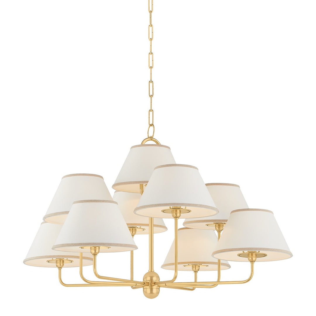 Durland Nine Light Chandelier in Aged Brass - available from The Lighting Shoppe, trusted by Canadian homeowners