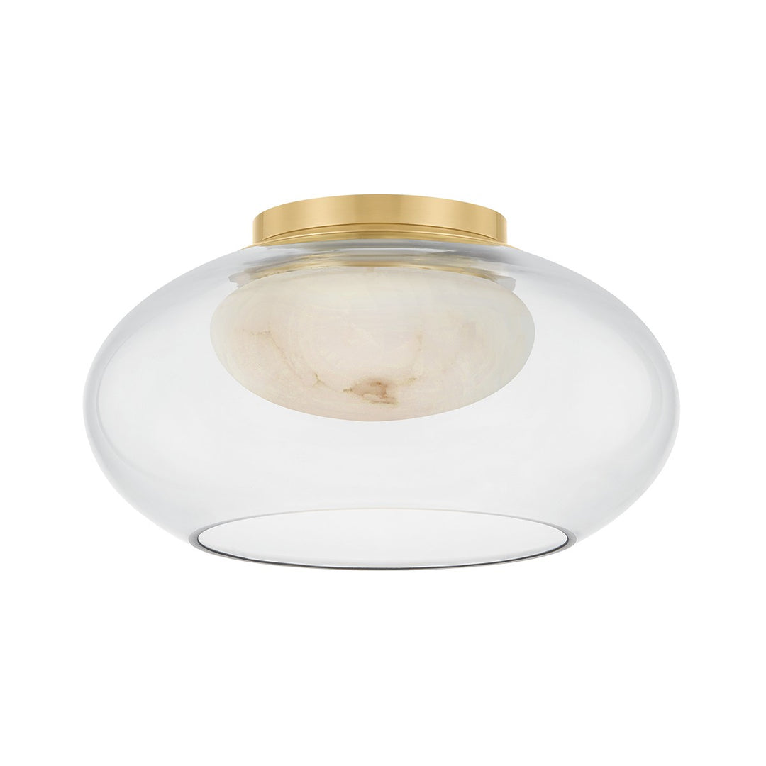 Moore LED Flush Mount in Aged Brass - available from The Lighting Shoppe, trusted by Canadian homeowners
