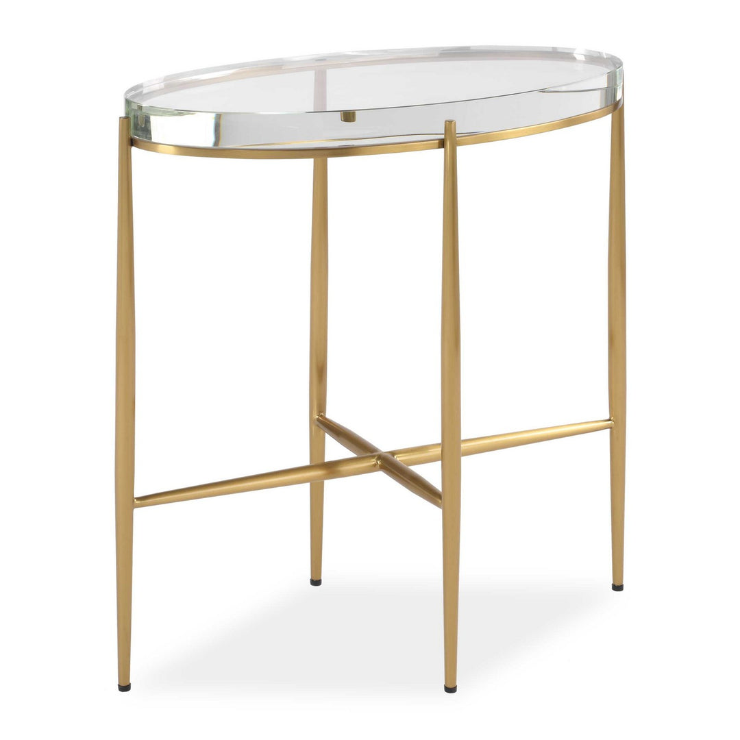Crystal Clear Accent Table in Brass - available from The Lighting Shoppe, trusted by Canadian homeowners