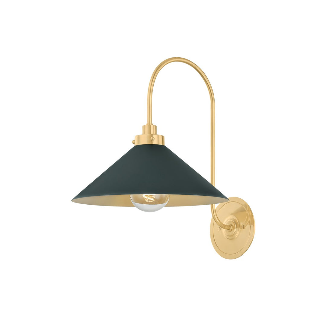Clivedon One Light Wall Sconce in Aged Brass/Soft Studio Green - available from The Lighting Shoppe, trusted by Canadian homeowners