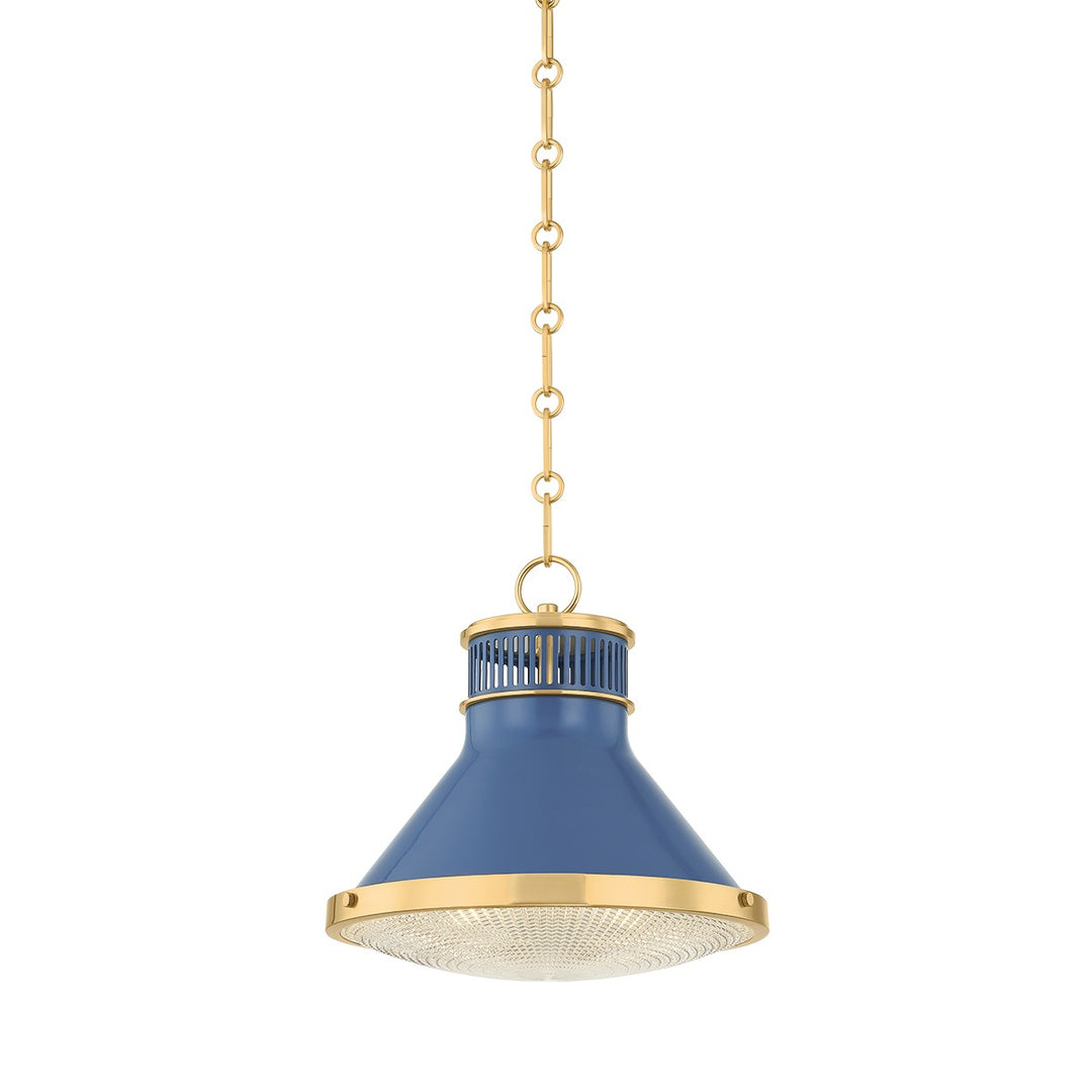 Highclere One Light Pendant in Aged Brass/Soft French Blue - available from The Lighting Shoppe, trusted by Canadian homeowners