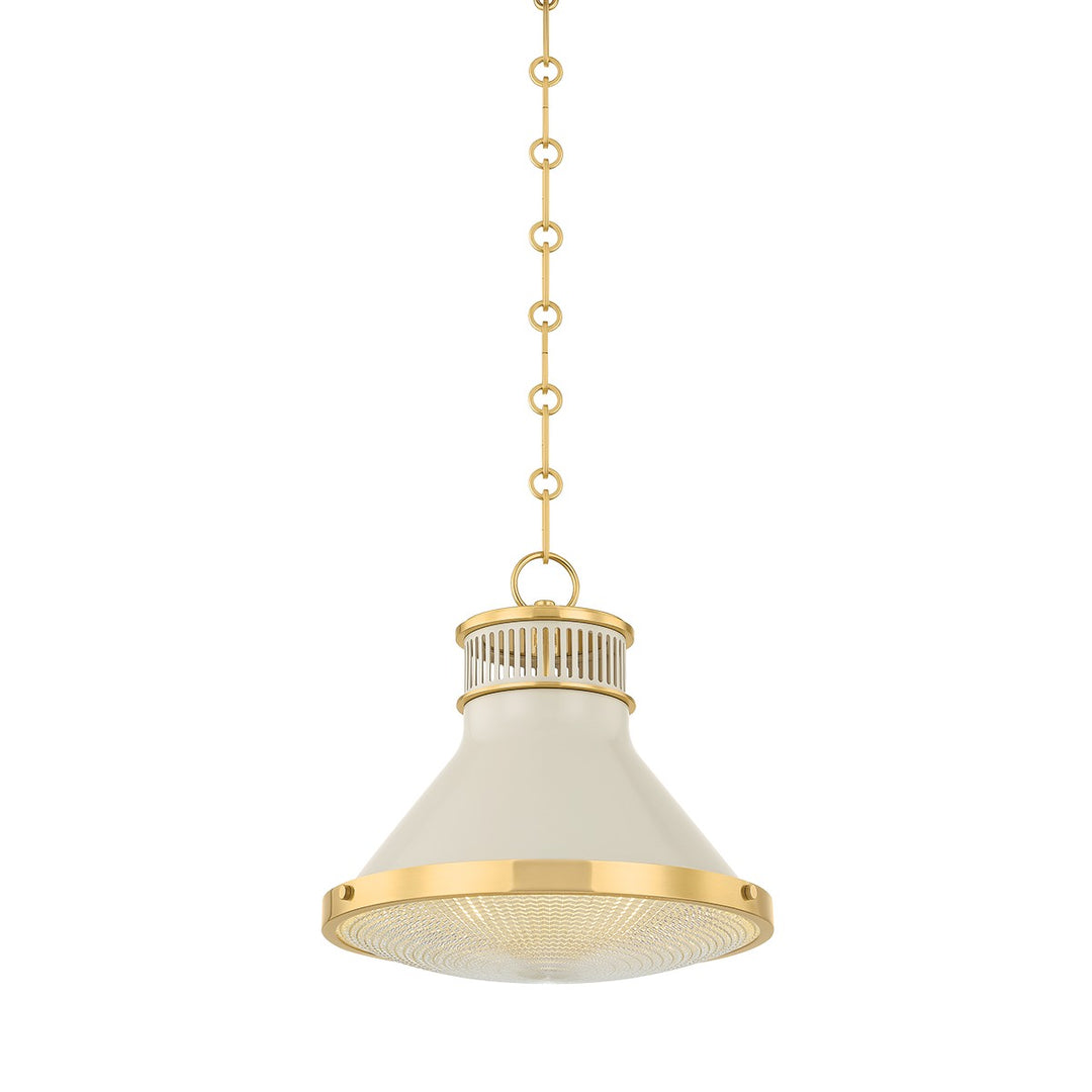Highclere One Light Pendant in Aged Brass/Off-White - available from The Lighting Shoppe, trusted by Canadian homeowners