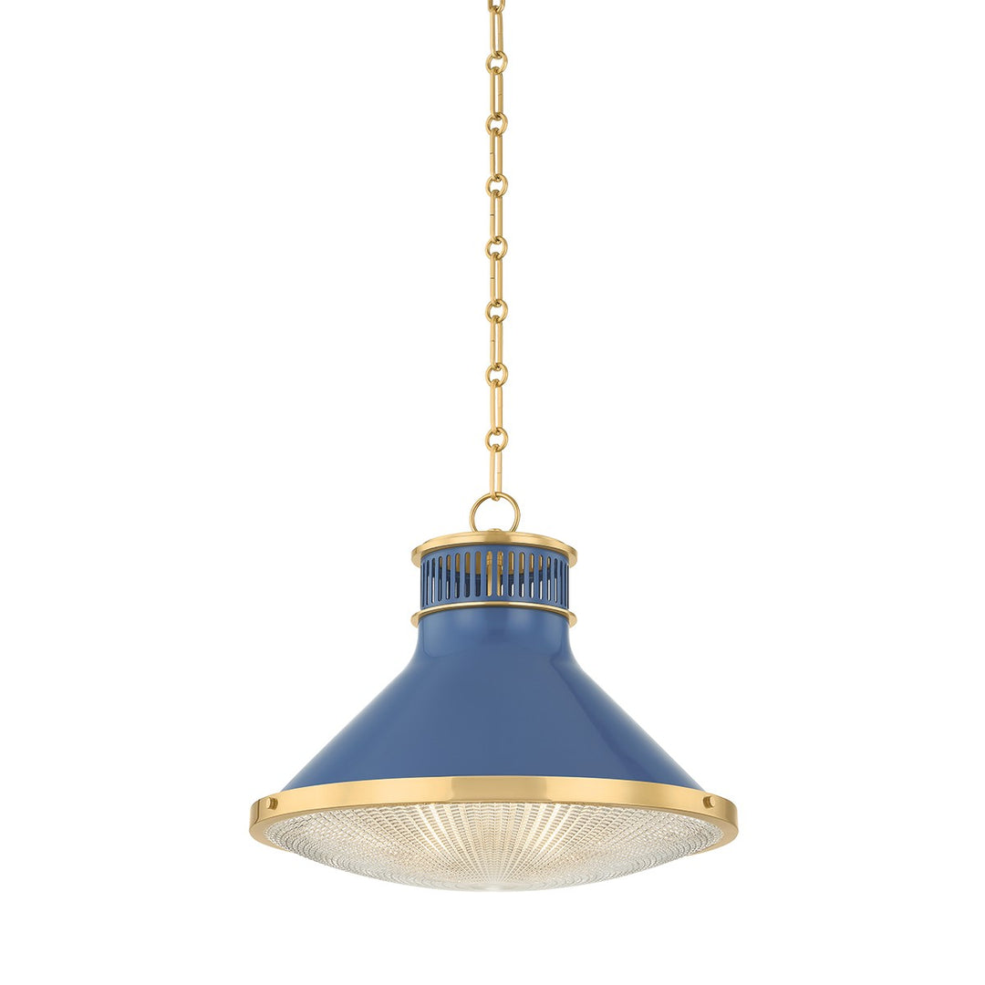 Highclere One Light Pendant in Aged Brass/Soft French Blue - available from The Lighting Shoppe, trusted by Canadian homeowners