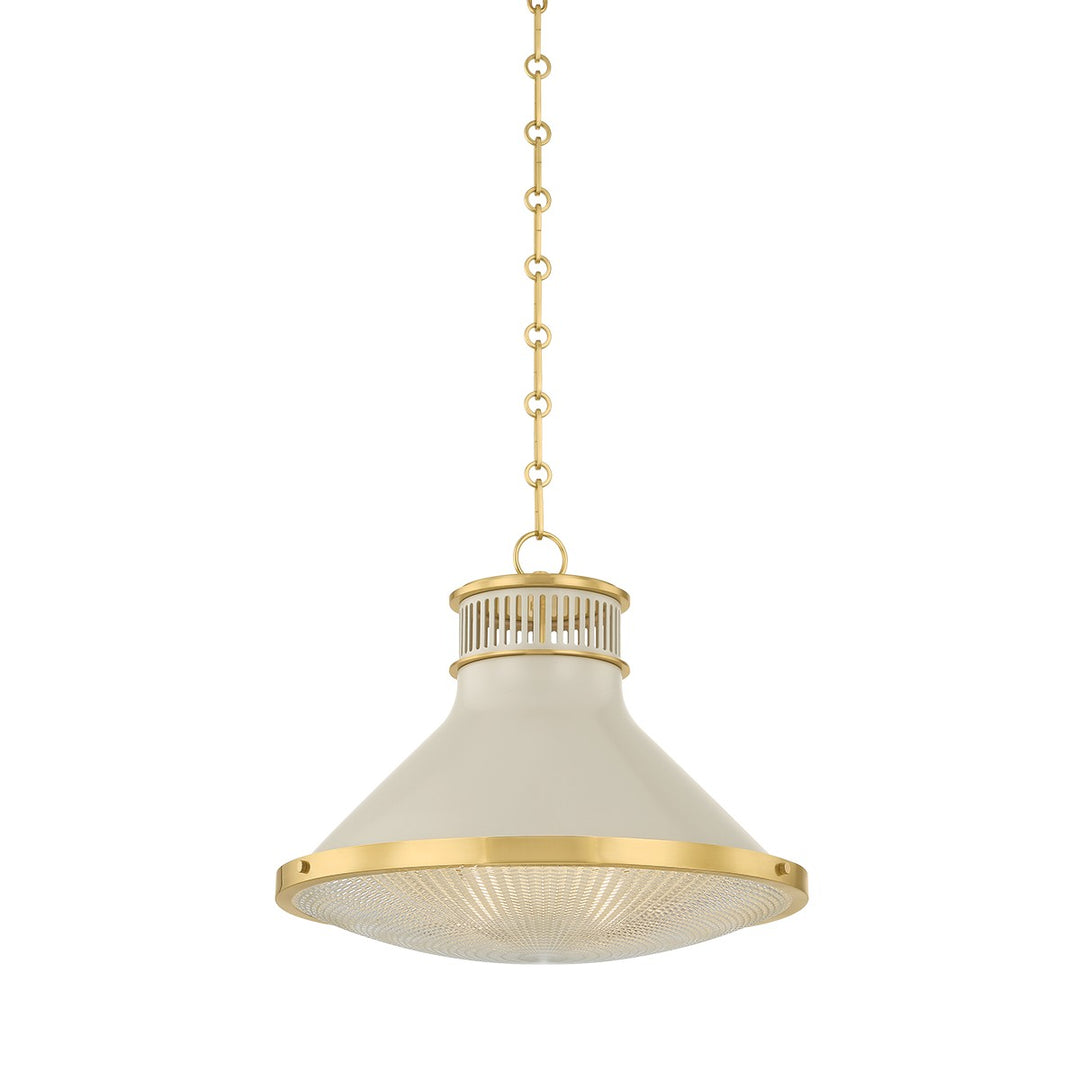 Highclere One Light Pendant in Aged Brass/Off-White - available from The Lighting Shoppe, trusted by Canadian homeowners