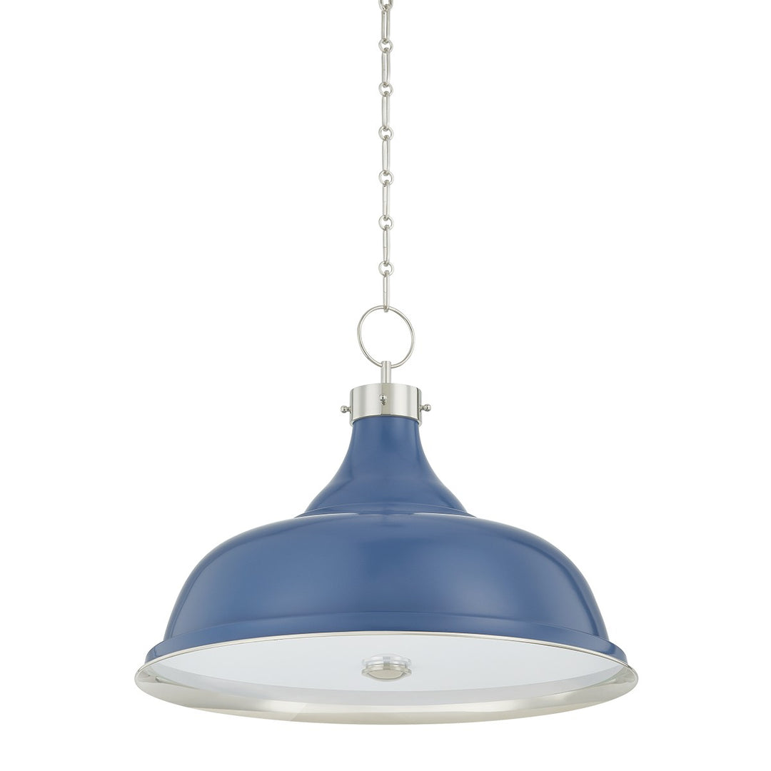 Painted No. 1 Four Light Pendant in Polished Nickel/Soft French Blue - available from The Lighting Shoppe, trusted by Canadian homeowners