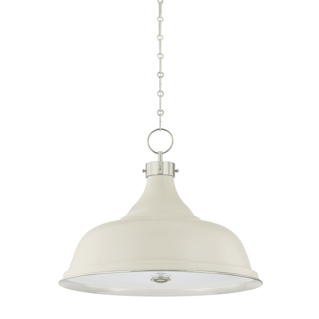Painted No. 1 Four Light Pendant in Polished Nickel/Off-White - available from The Lighting Shoppe, trusted by Canadian homeowners