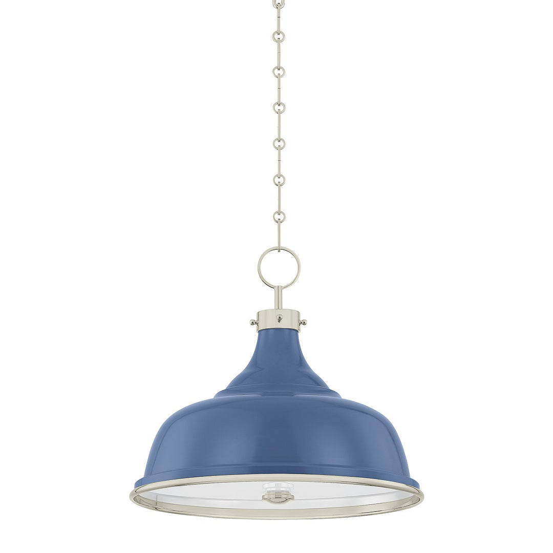 Painted No. 1 Three Light Pendant in Polished Nickel/Soft French Blue - available from The Lighting Shoppe, trusted by Canadian homeowners